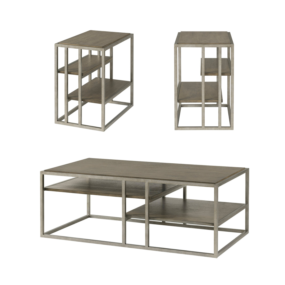Padena 3-Piece Metal Frame Wood Living Room Coffee Table Set