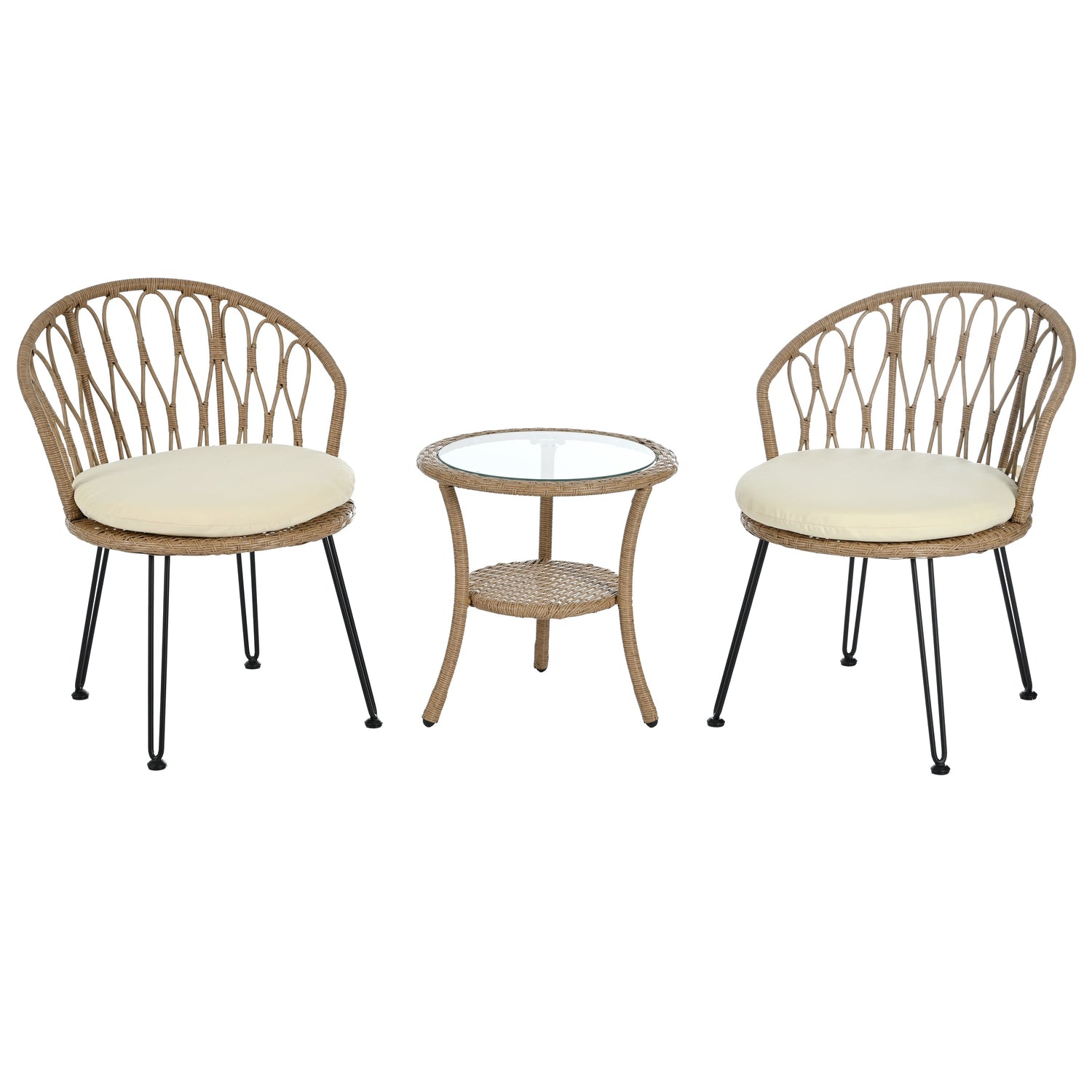 Parisian Lightweight PE Rattan Outdoor Bistro Set
