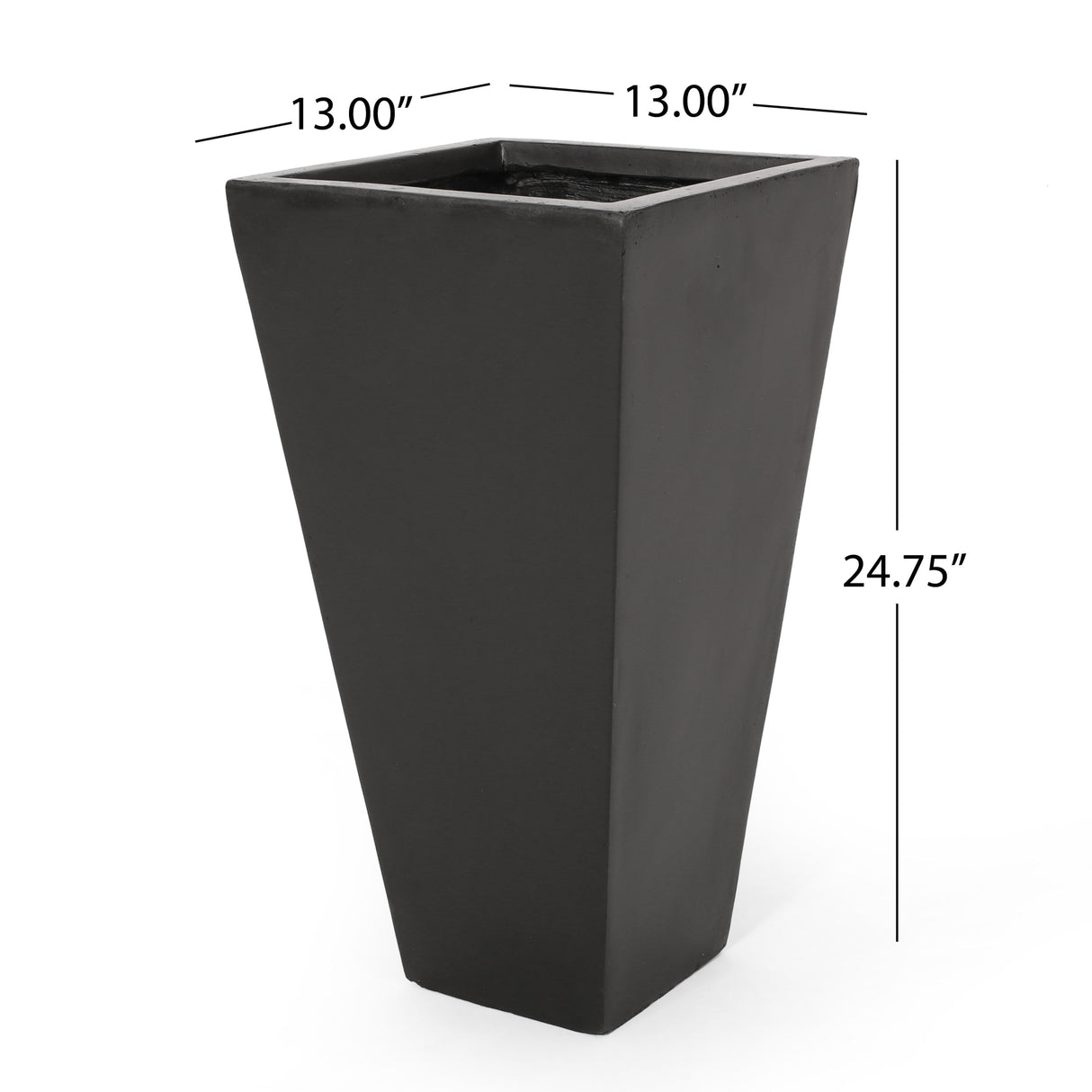 13' Outdoor Modern MGO Small Cast Stone Planter, Black