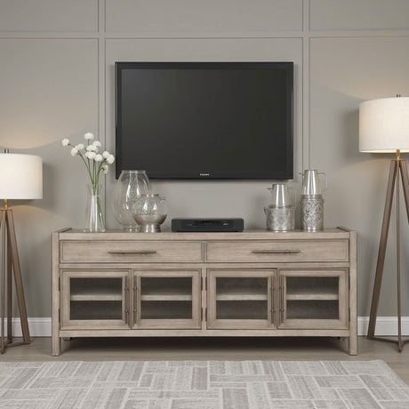 White-Oak-TV-Console-with-Seeded-Glass-Doors-Entertainment-Centers-&-TV-Stands