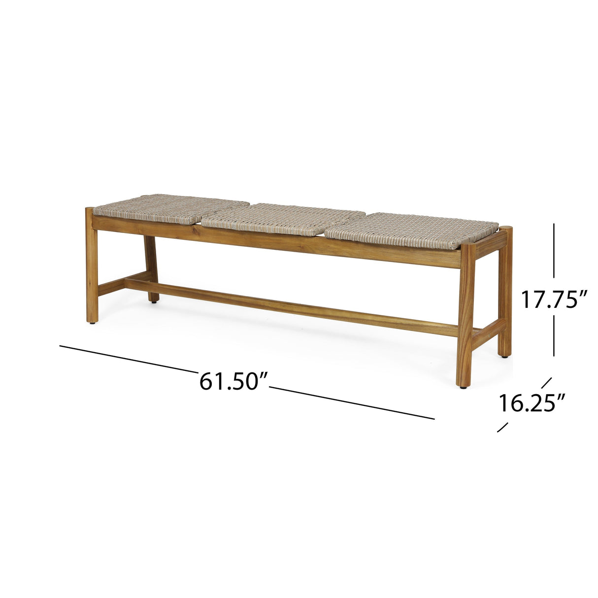 Acacia Wood Bench with 3 Seaters, Teak