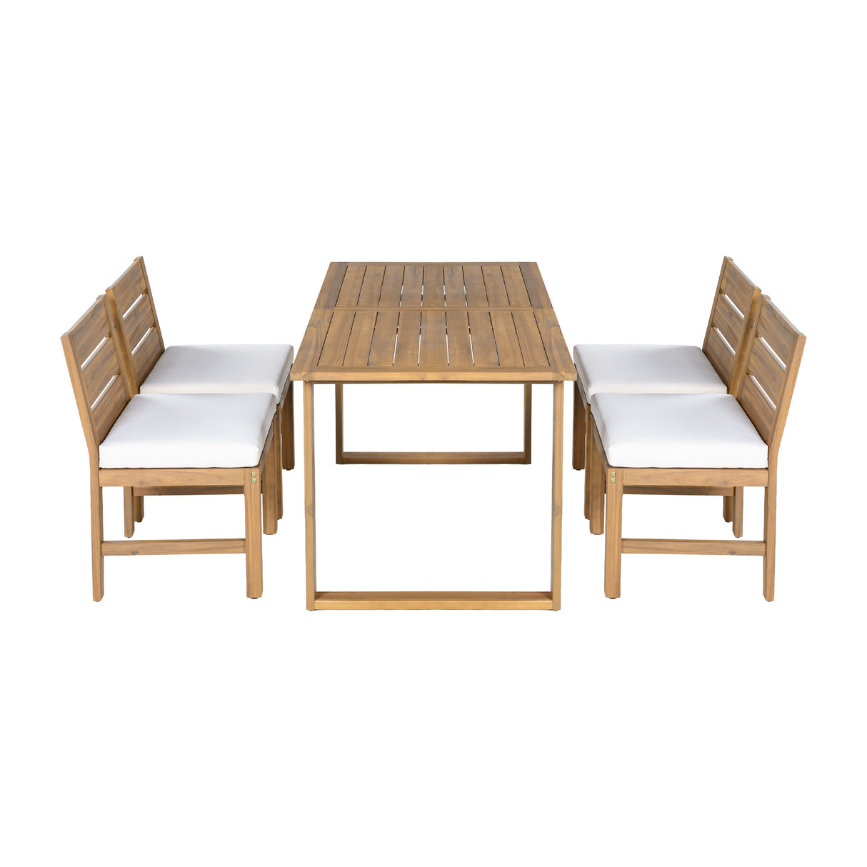 U_STYLE Farmhouse 5-Piece Outdoor Patio Dining Set with Adjustable Legs