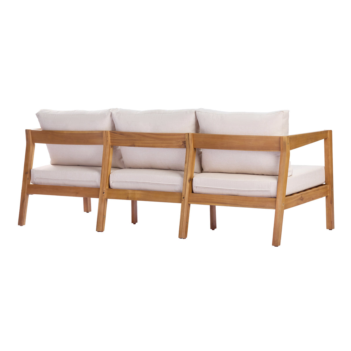4 Piece Acacia Wood Patio Furniture Set with Soft Cushions