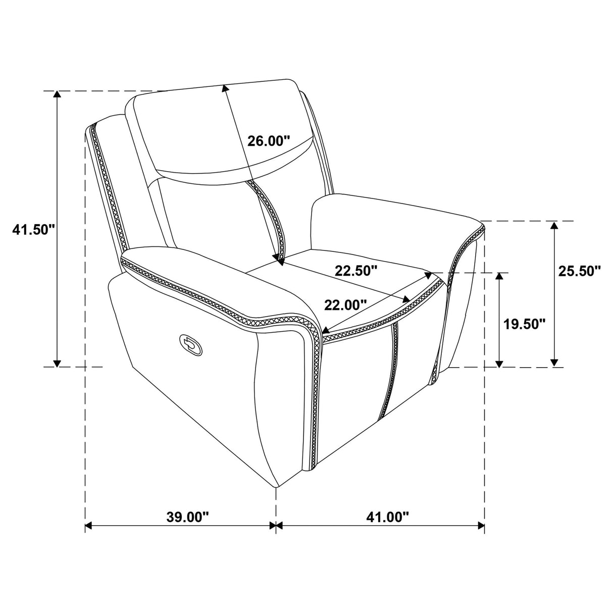 Brier - Upholstered Padded Arm Recliner Chair With Manual Recline And Pillowtop Arms - Blue