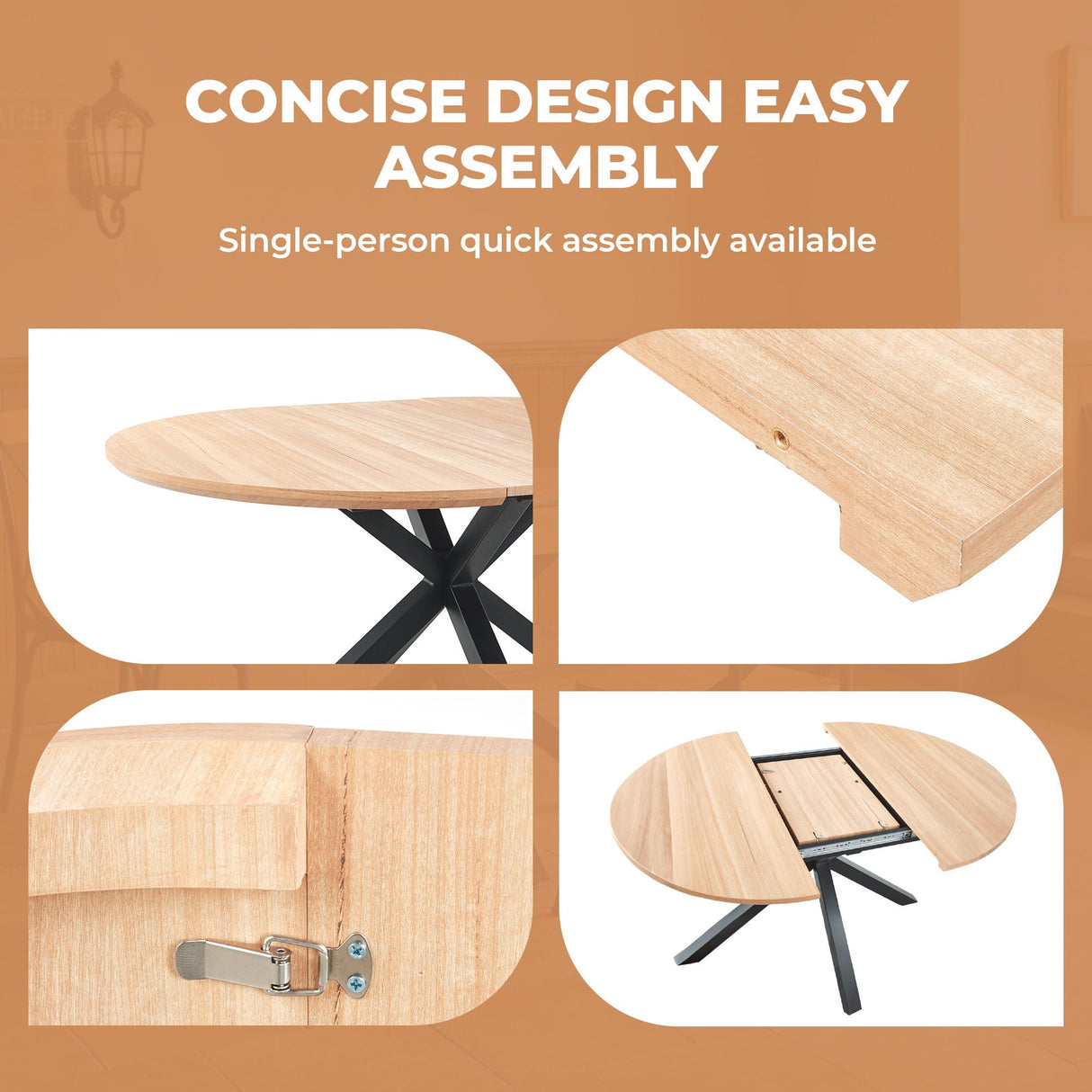 Extendable Round Dining Table - Oak