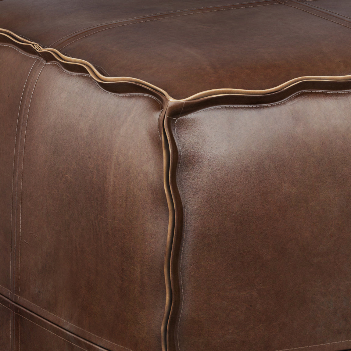 Brody Square Pouf Distressed Dark Brown