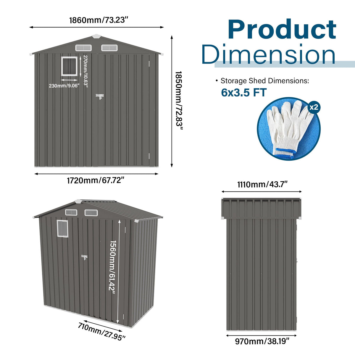 Compact Outdoor Storage Shed with Lockable Door - Gray