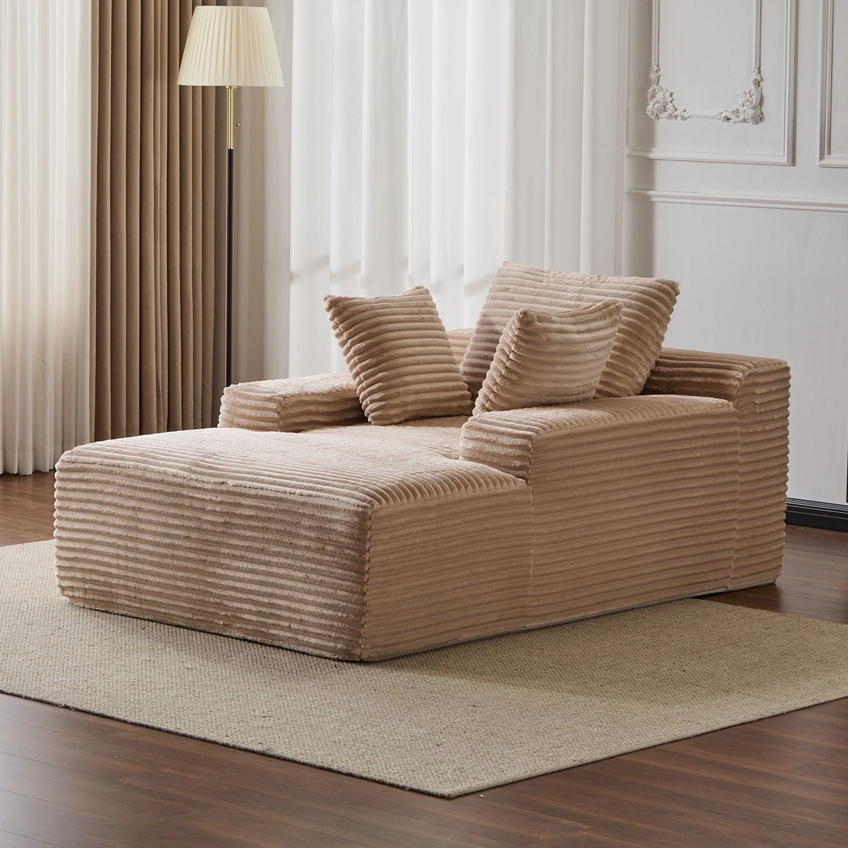 Oversized Chaise Lounge Chair Cozy Cloud Couch With 3 Throw Pillows And Wide Armrest