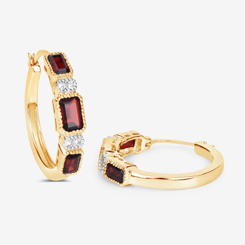 2.78 Carat Genuine Garnet and White Topaz .925 Sterling Silver Earrings