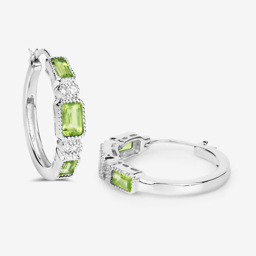 2.40 Carat Genuine Peridot and White Topaz .925 Sterling Silver Earrings