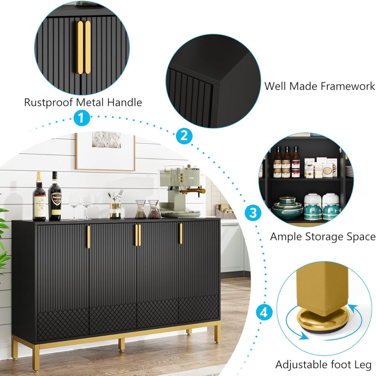 Buffet Sideboard Cabinet With Geometric Doors