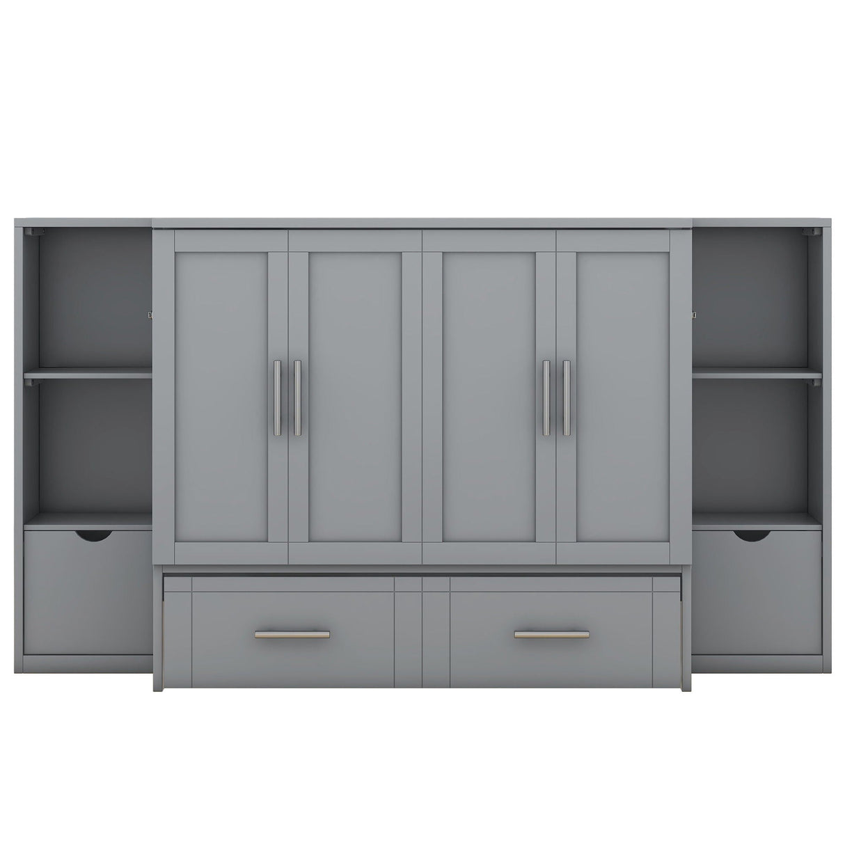 Murphy Bed With Shelves, Drawers And USB Ports