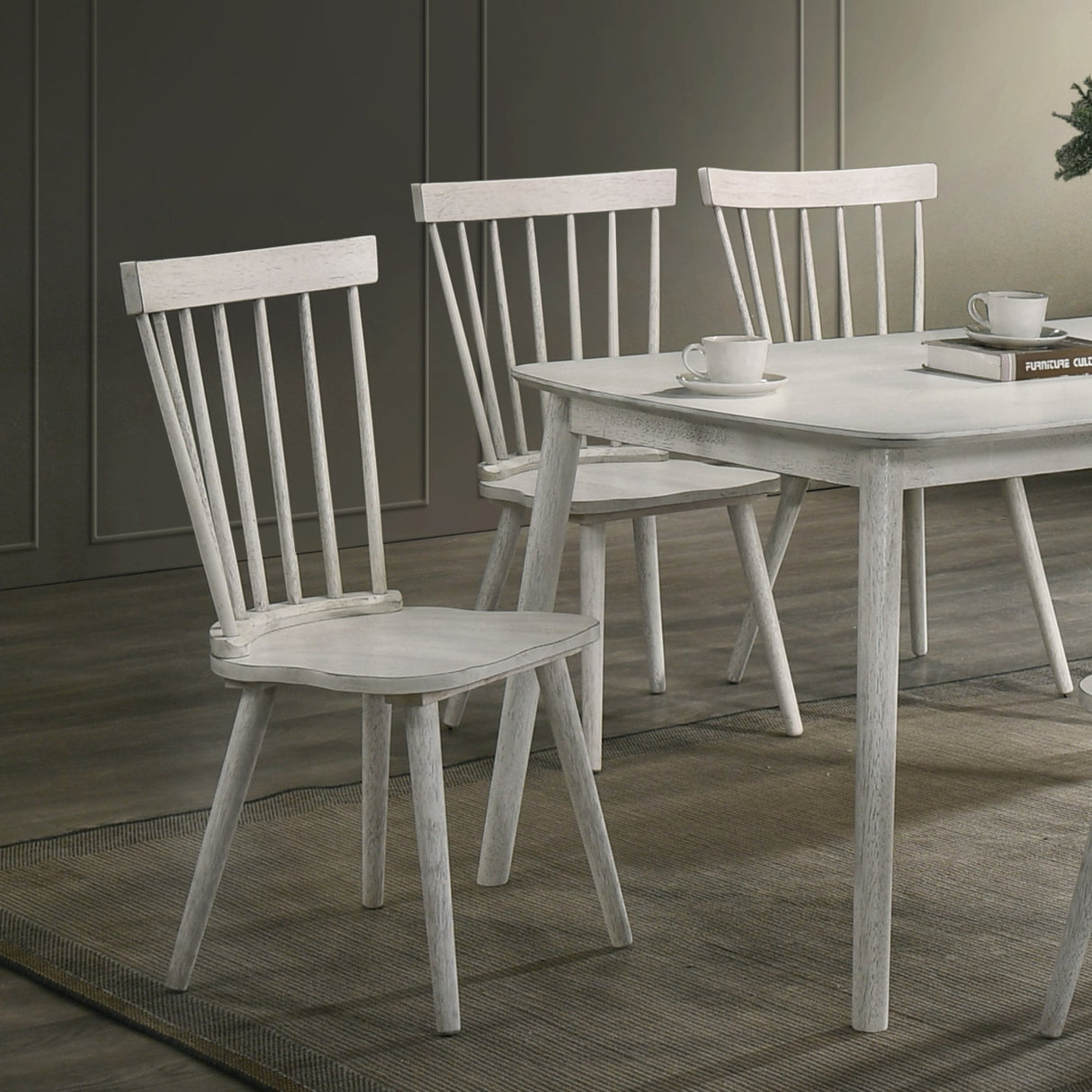 Modern Farmhouse Spindle Back Dining Chairs, Set of 2