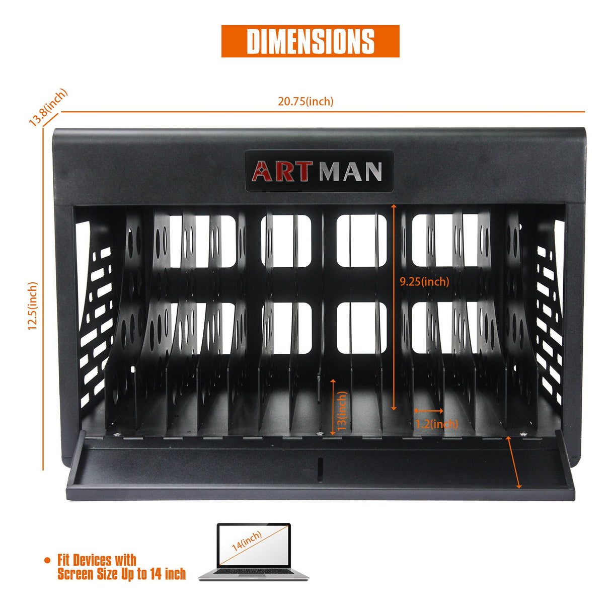 16 Bay Charging Cabinet for Laptop and Tablet Storage
