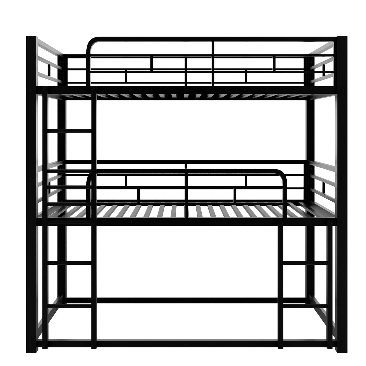 Triple Bunk Bed with Sturdy Metal Frame and Space-Saving Design - Black or Pearl Silver
