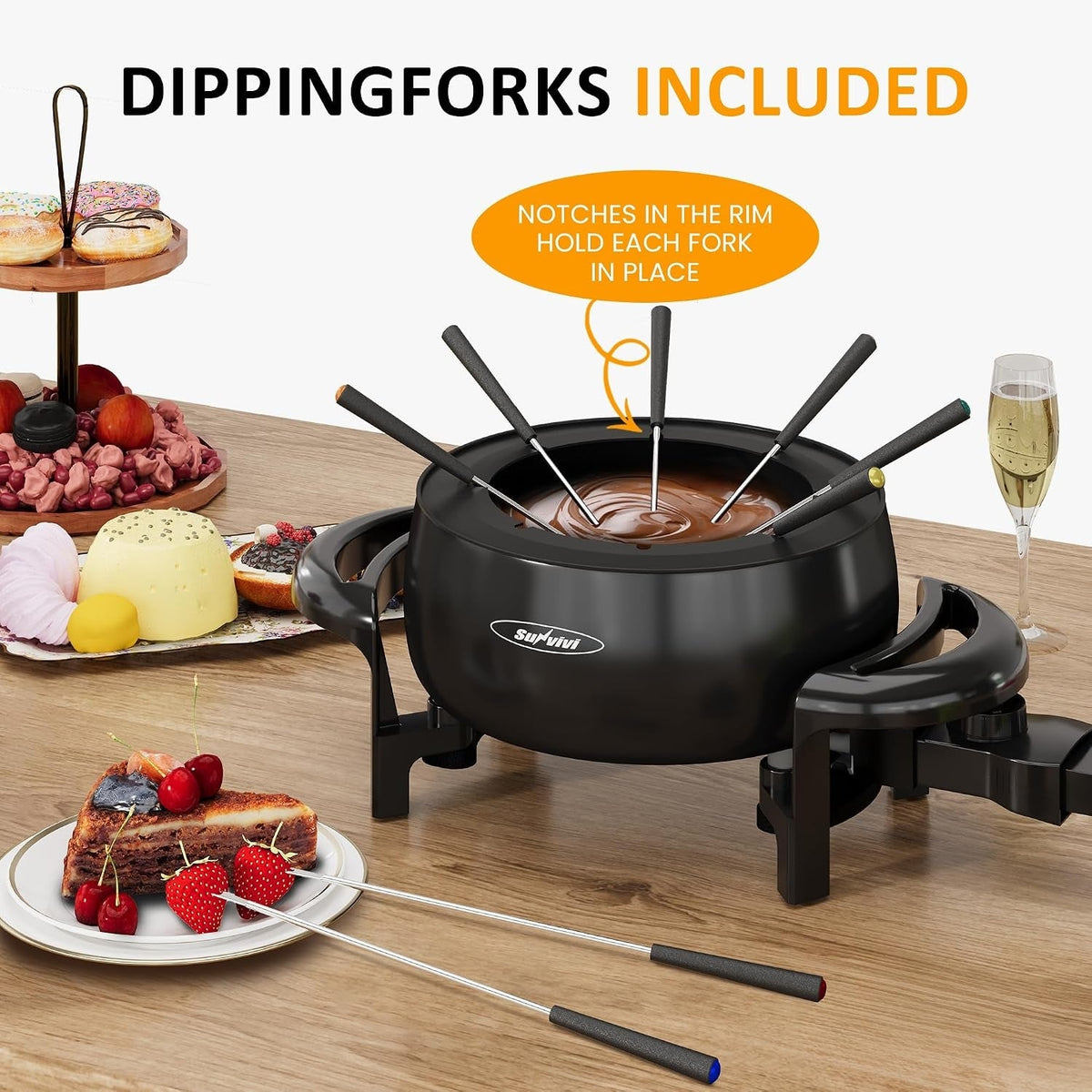 3 Quart Electric Fondue Pot Set