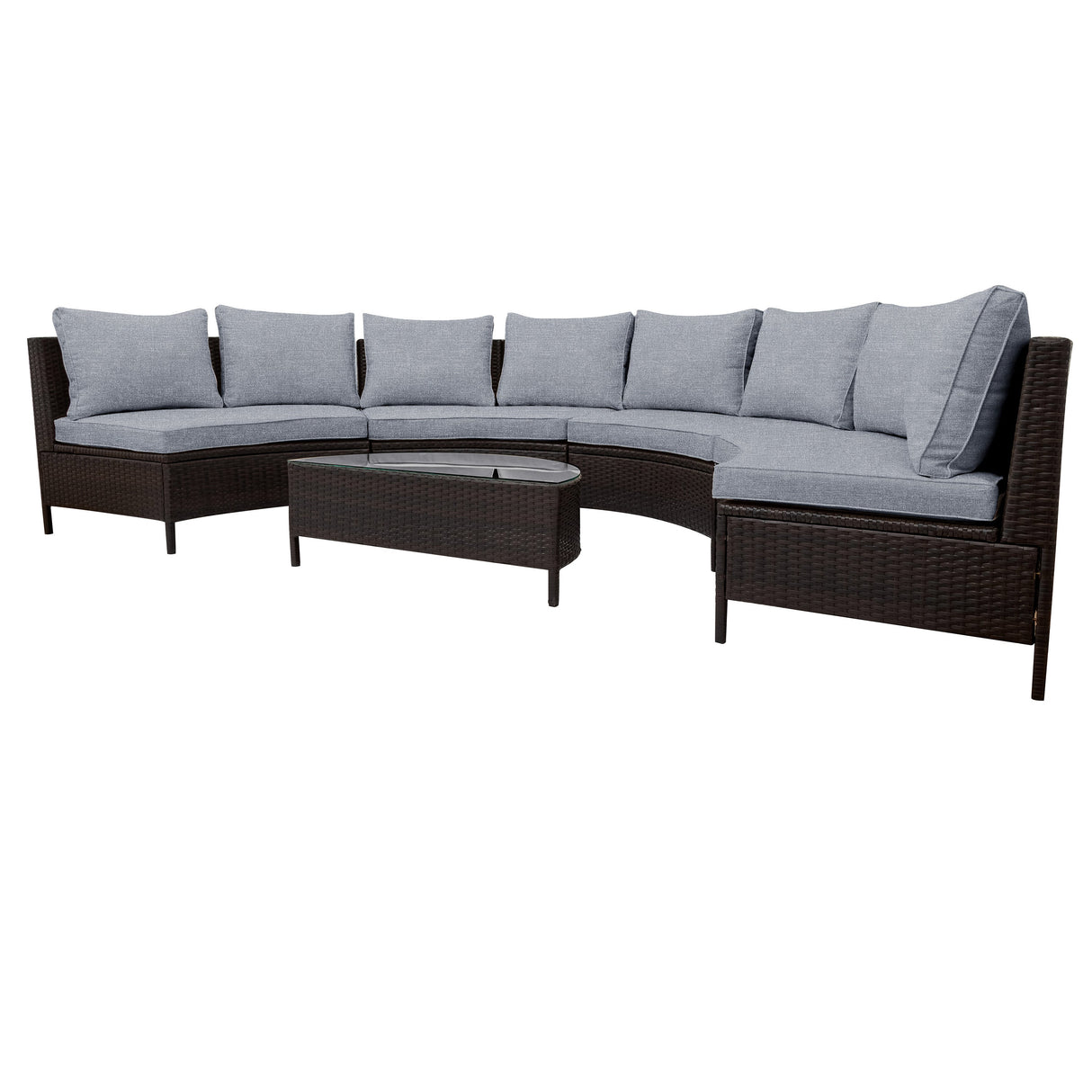TOPMAX 5-Piece Gray PE Rattan Outdoor Patio Sofa Set