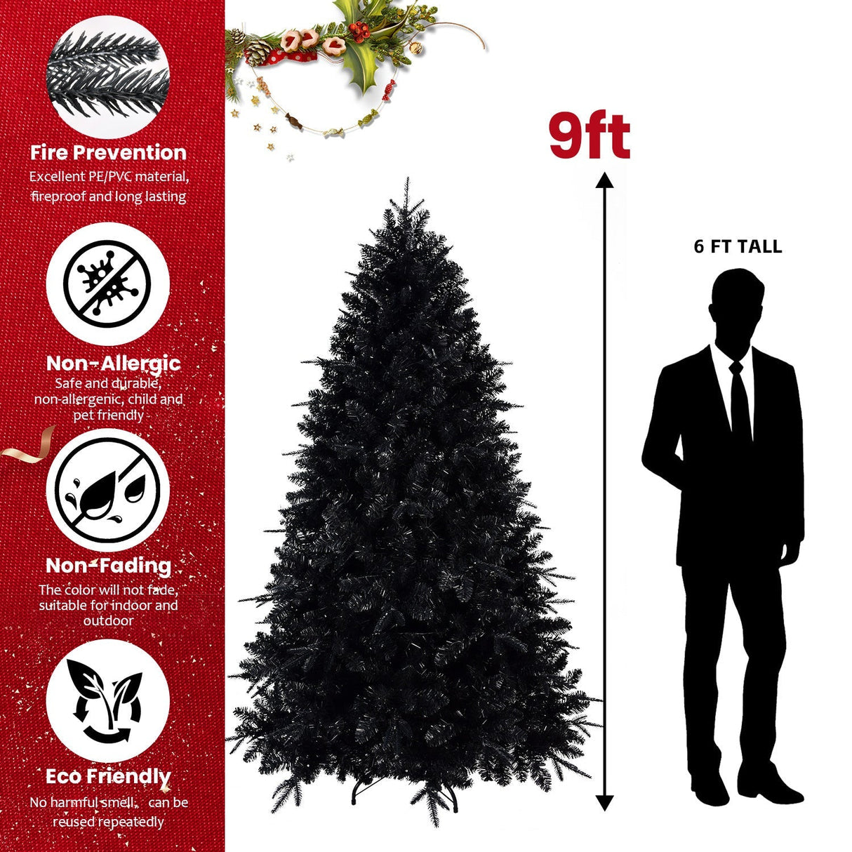 The 6-Foot Pre-Lit Black Christmas Tree