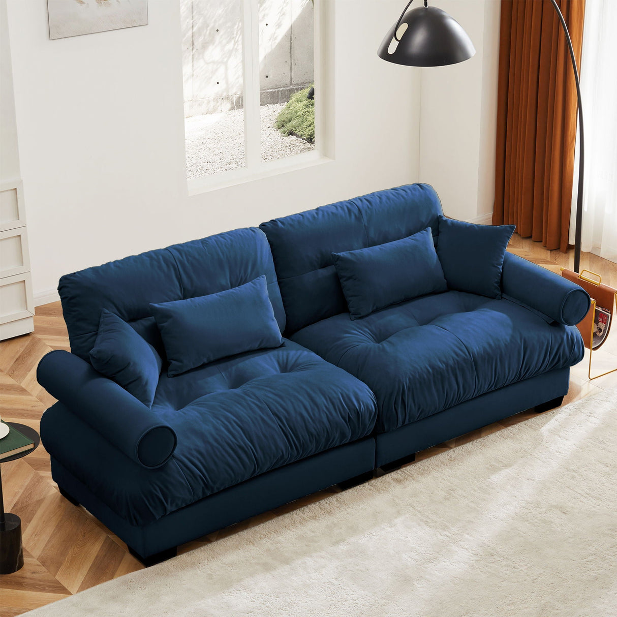 Modern Oversize Sofa With Cloud Like Comfort, Featuring Waist And Throw Pillows