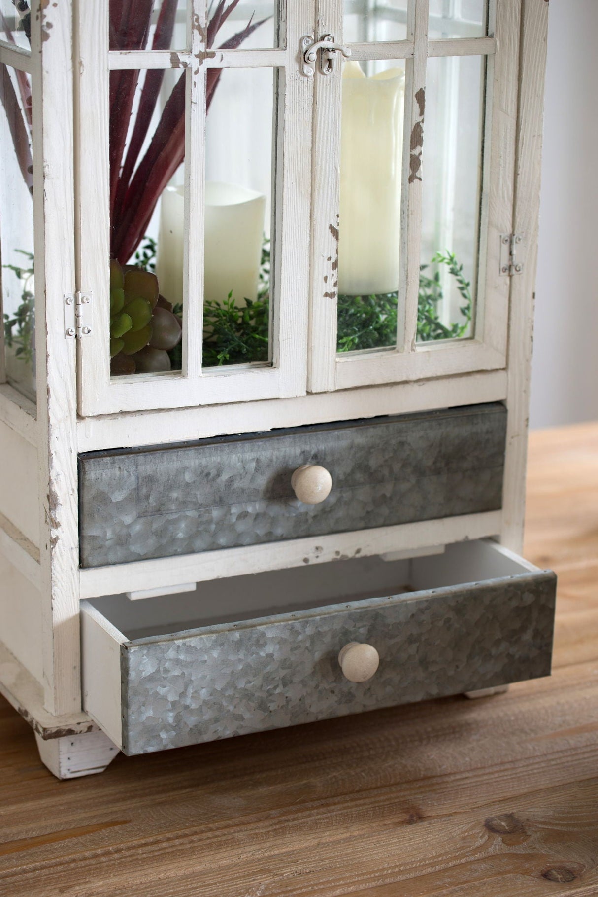 Wooden Candle Lantern DecorativeHurricane Lantern Holder - Ivory