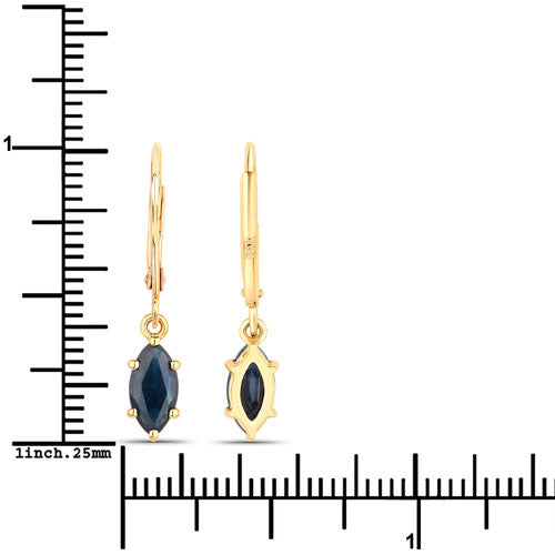 1.20 Carat Genuine Blue Sapphire 10K Yellow Gold Earrings