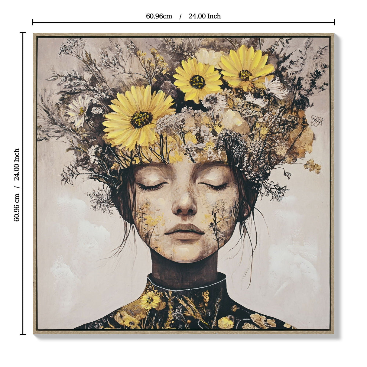 Beauty Lady Floral Canvas Wall Art for Living Room - Ginger