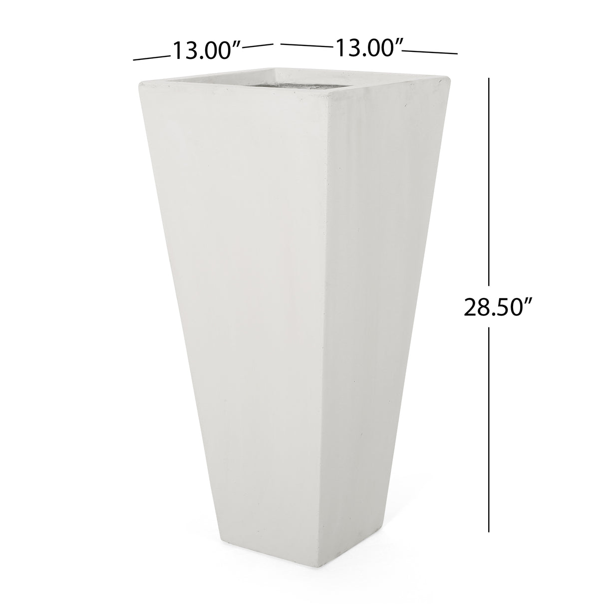 28.5" outdoor modern tapered cast stone planter, white