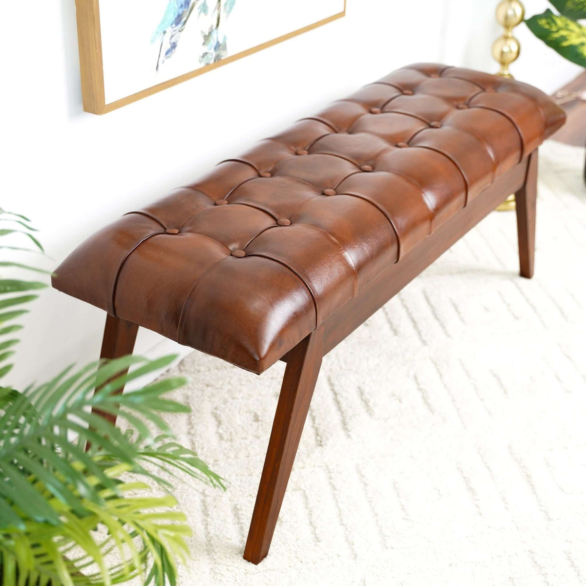 Maja - Bench - Cognac / Dark Brown