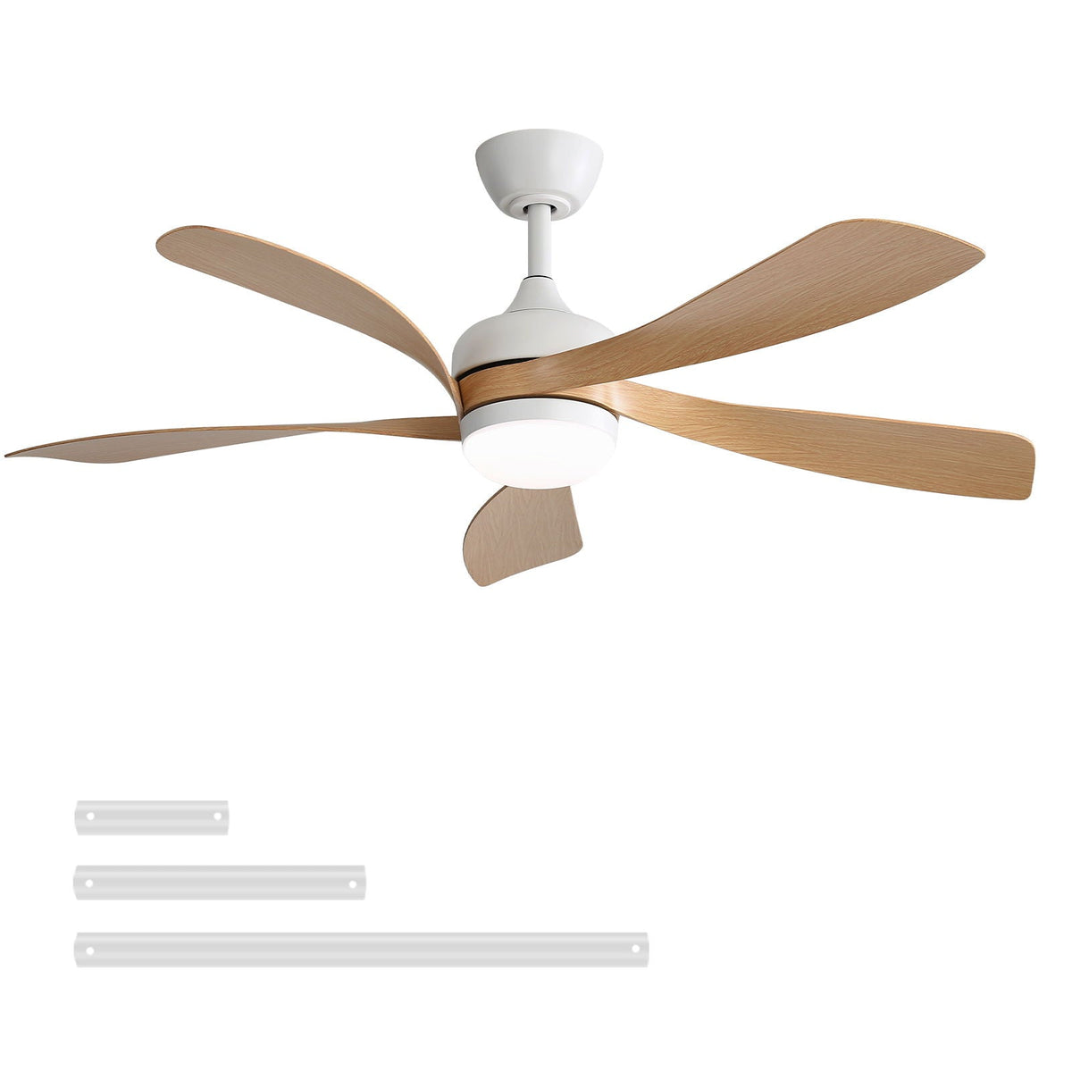 45-Inch Ceiling Fan with DC Motor and Integrated Light - Wood Grain