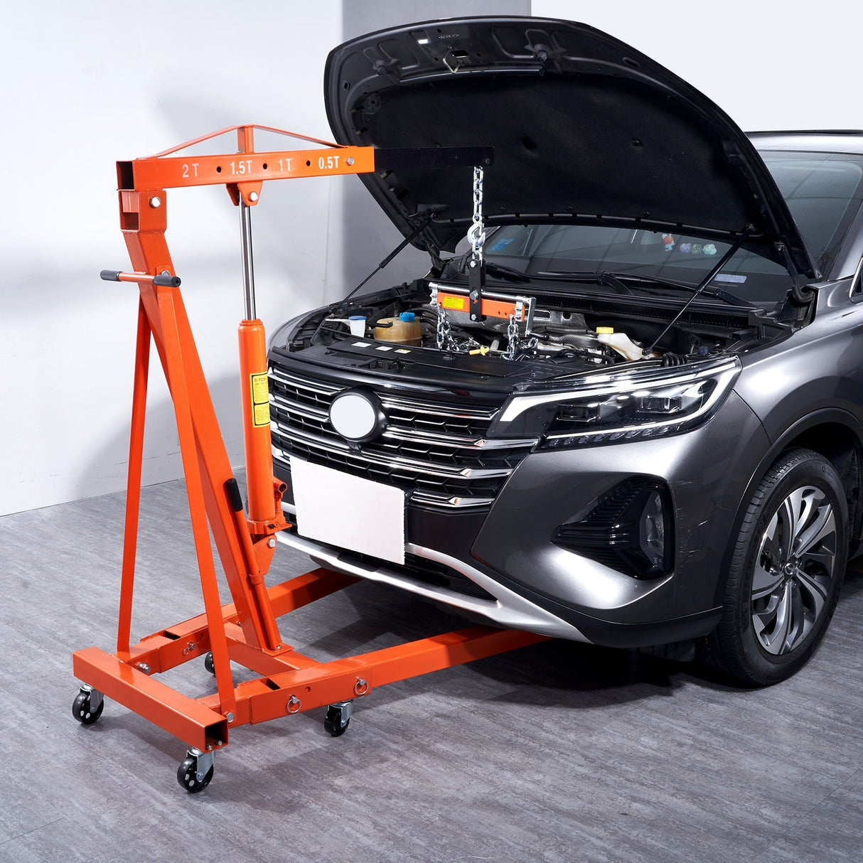 Hydraulic Engine Hoist With Lever, 2 Ton Capacity, Foldable Design