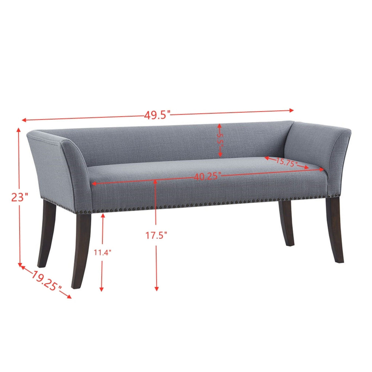 Elegant Design Bench Upholstery, Solid Wood Frame