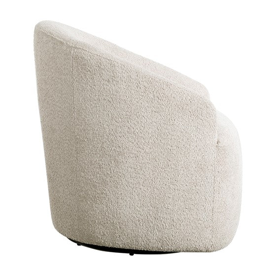 Upholstered Swivel Chair with Sloped Arms and Metal Base