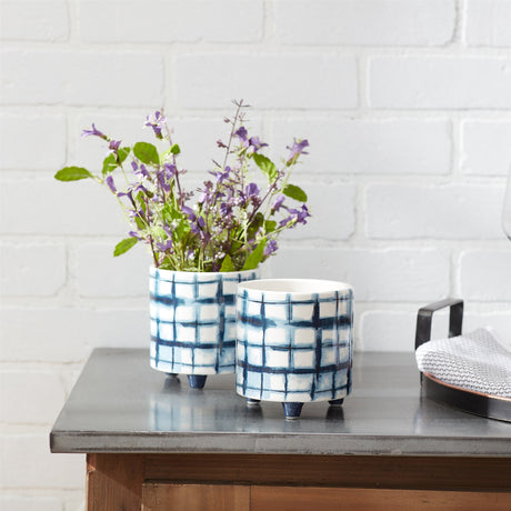 Tie-Dye-Design-Footed-Planter-(Set-of-2)-Pots-&-Planters