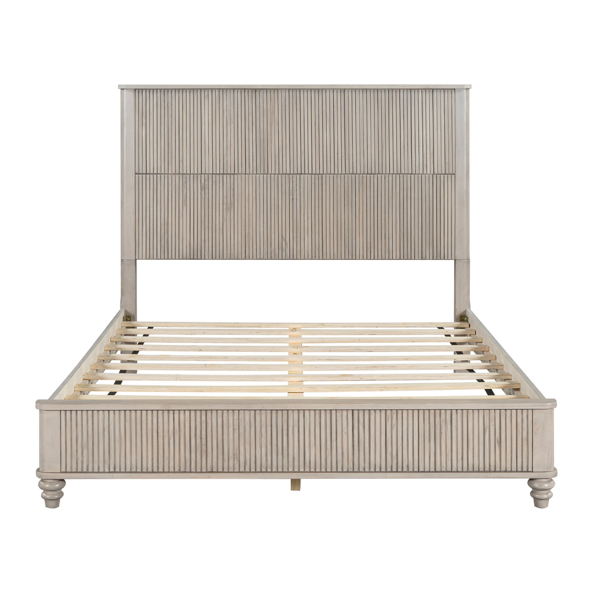 Solid Wood Queen Platform Bed Frame with Tall Headboard