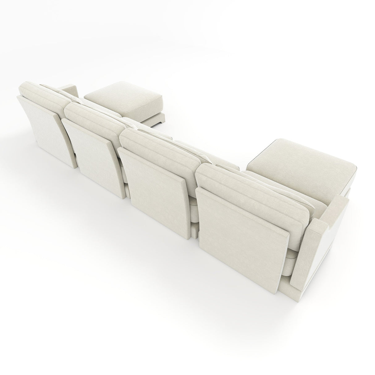 Elegant Four-Seater Sofa with Movable Ottoman and Lumbar Pillow