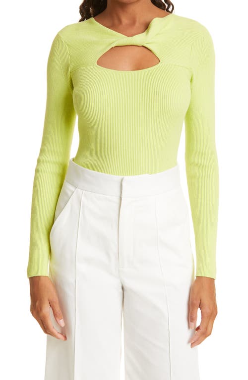 Samsøe Samsøe Everly Twist Front Cutout Organic Cotton Blend Sweater in Daiquiri Green Size Large
