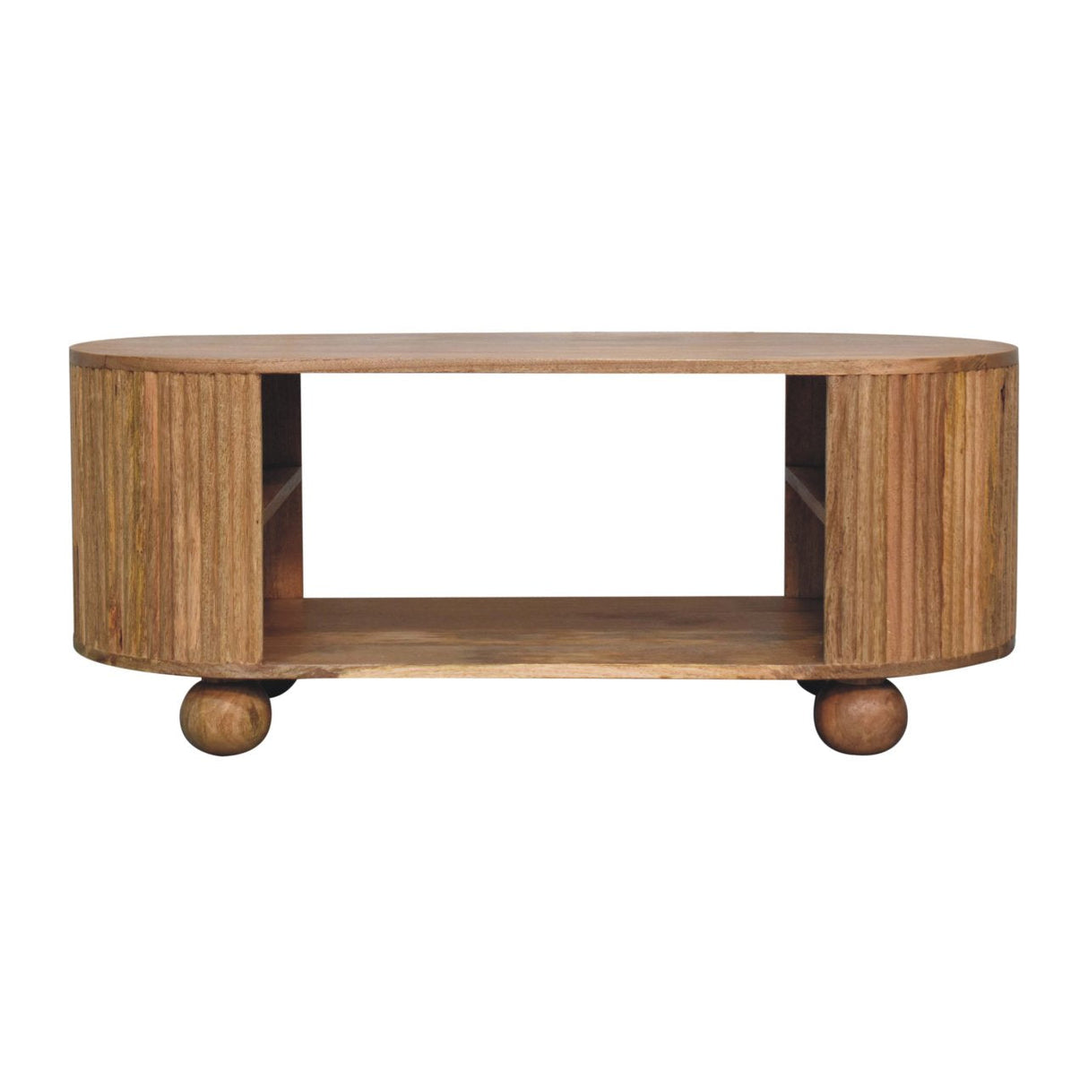 Solid Wood Soba Ball Coffee Table, Open Storage