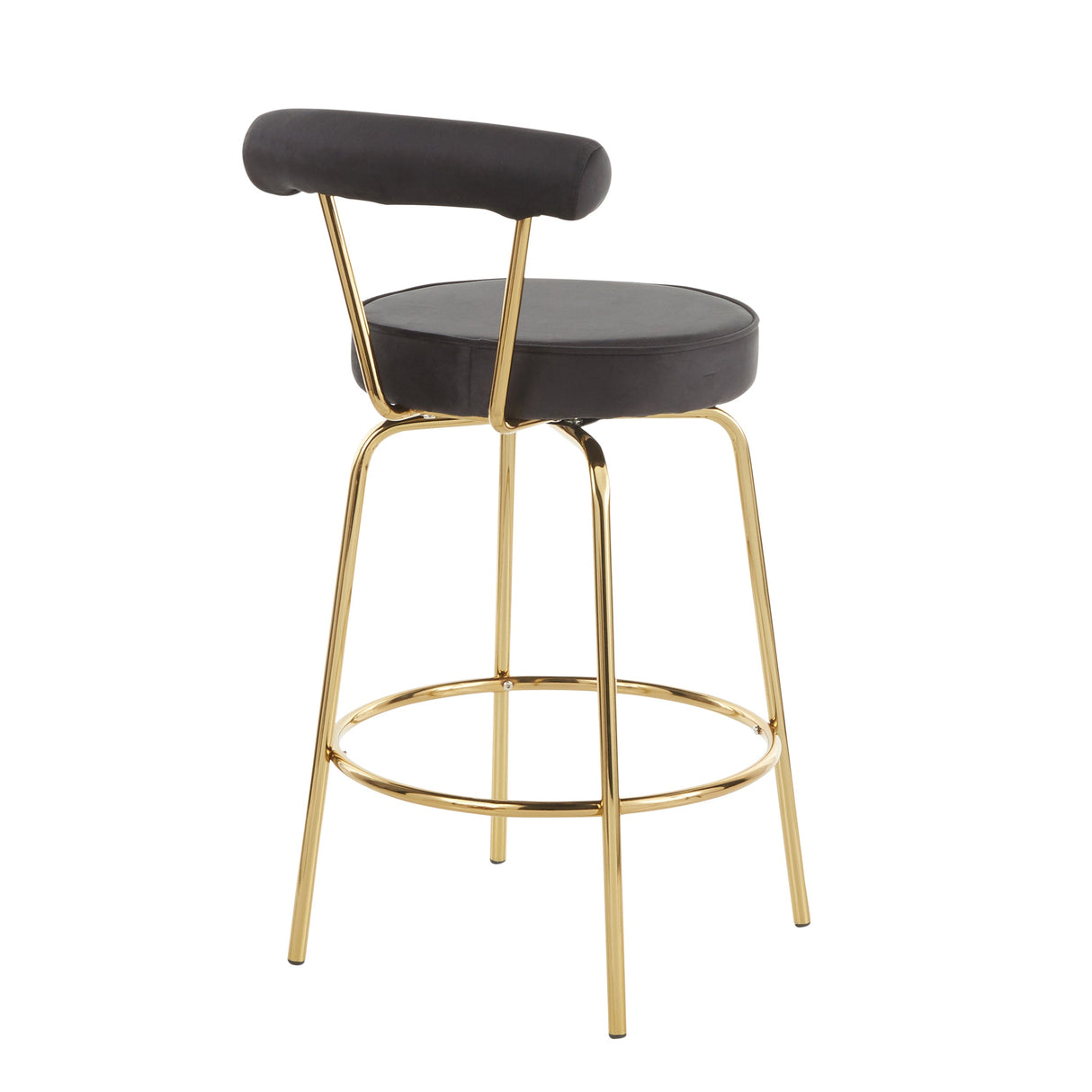 Rhonda Glam Counter Stool in Gold Metal and Black Velvet by LumiSource - Set of 2