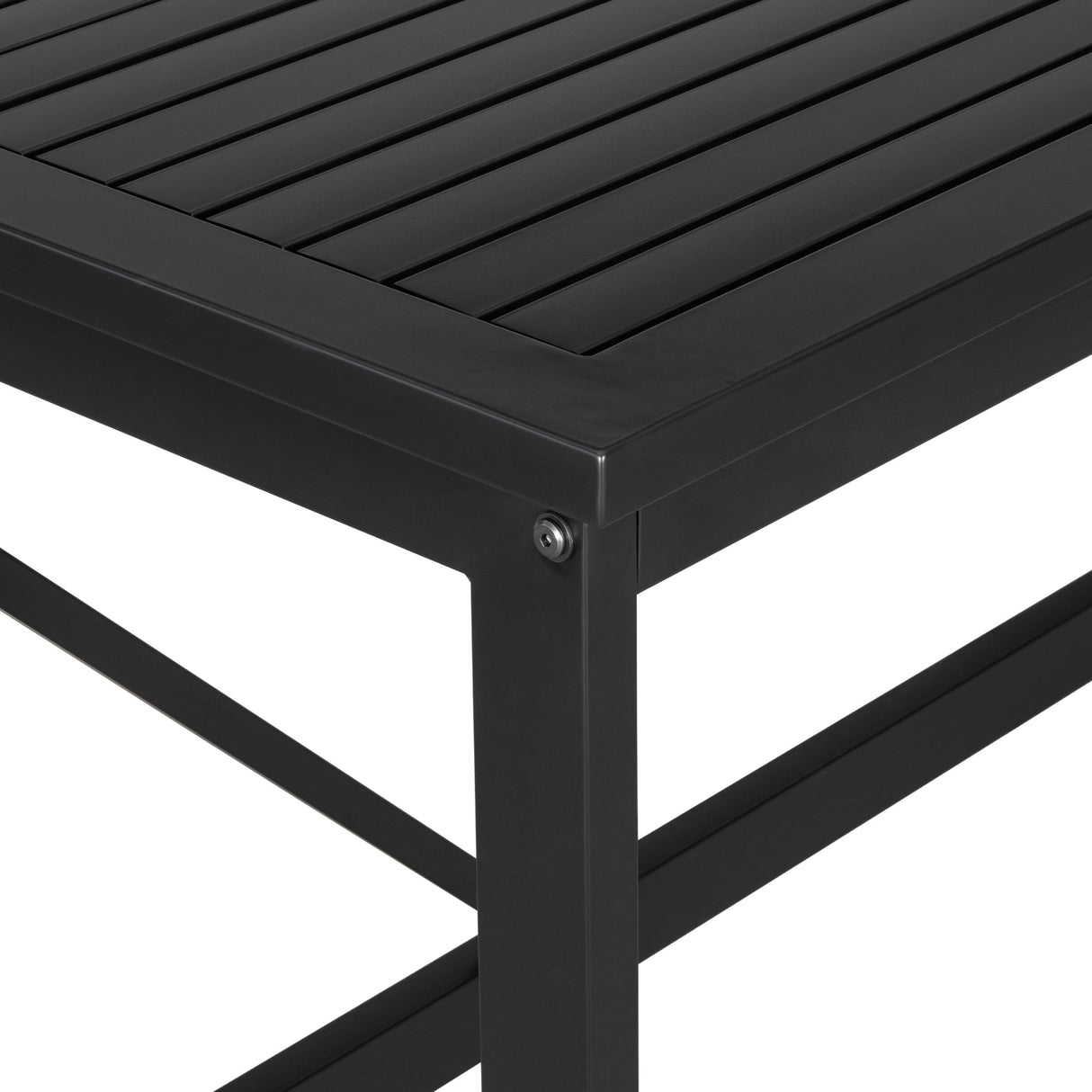 Iron Outdoor Dining Set with Acacia Wood Armrest