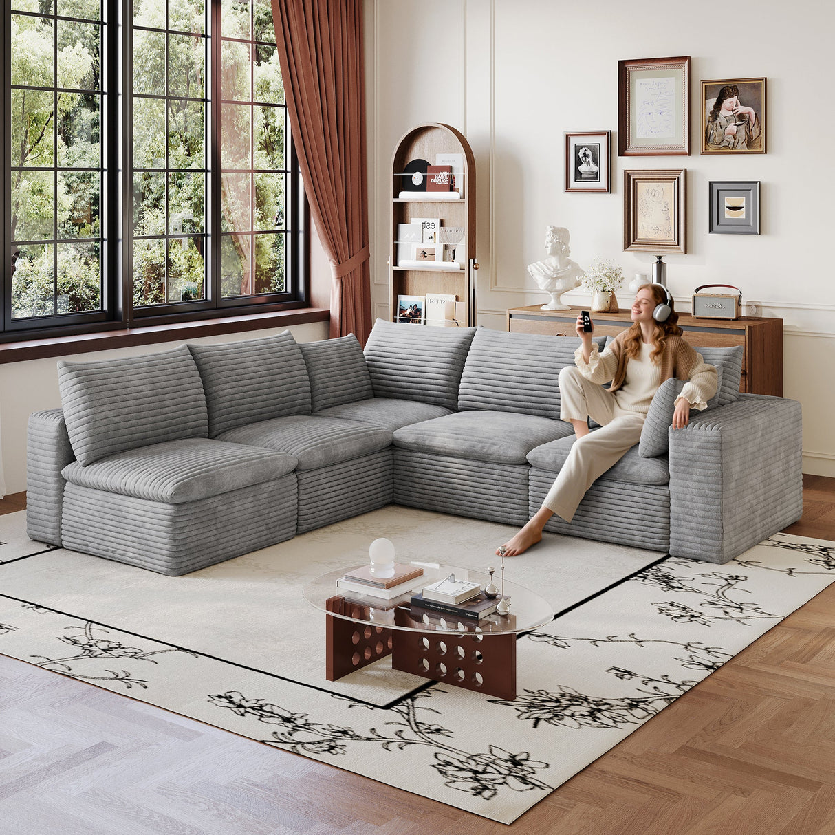 Cloud Sofa - 99*103" Corduroy Fabric