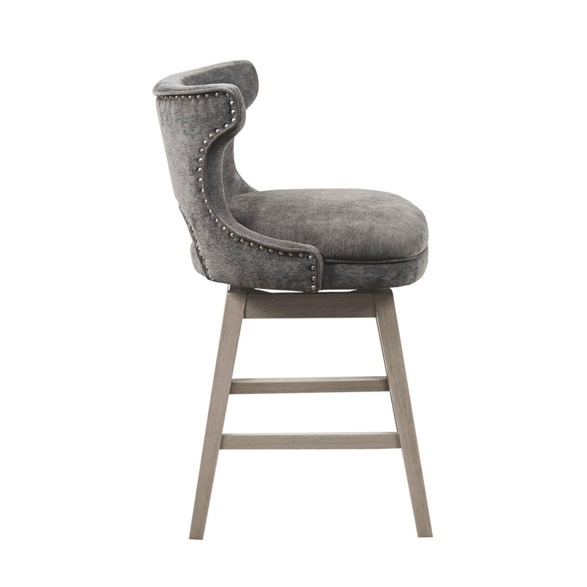 360 Degree Swivel Counter Stool With Silver Detailing