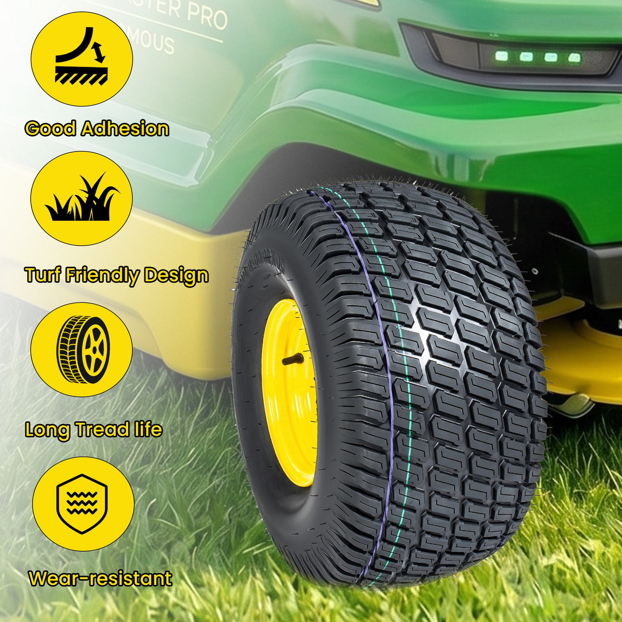 Set of 2 Lawn Mower Tires and Wheel Assembly