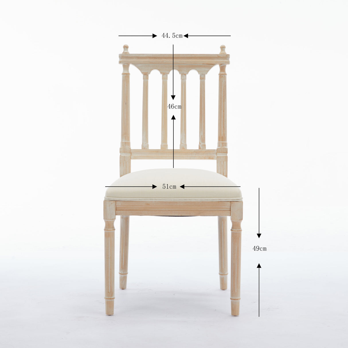 Antique Dining Chairs - Linen Fabric Upholstered Wooden Chairs Set of 2