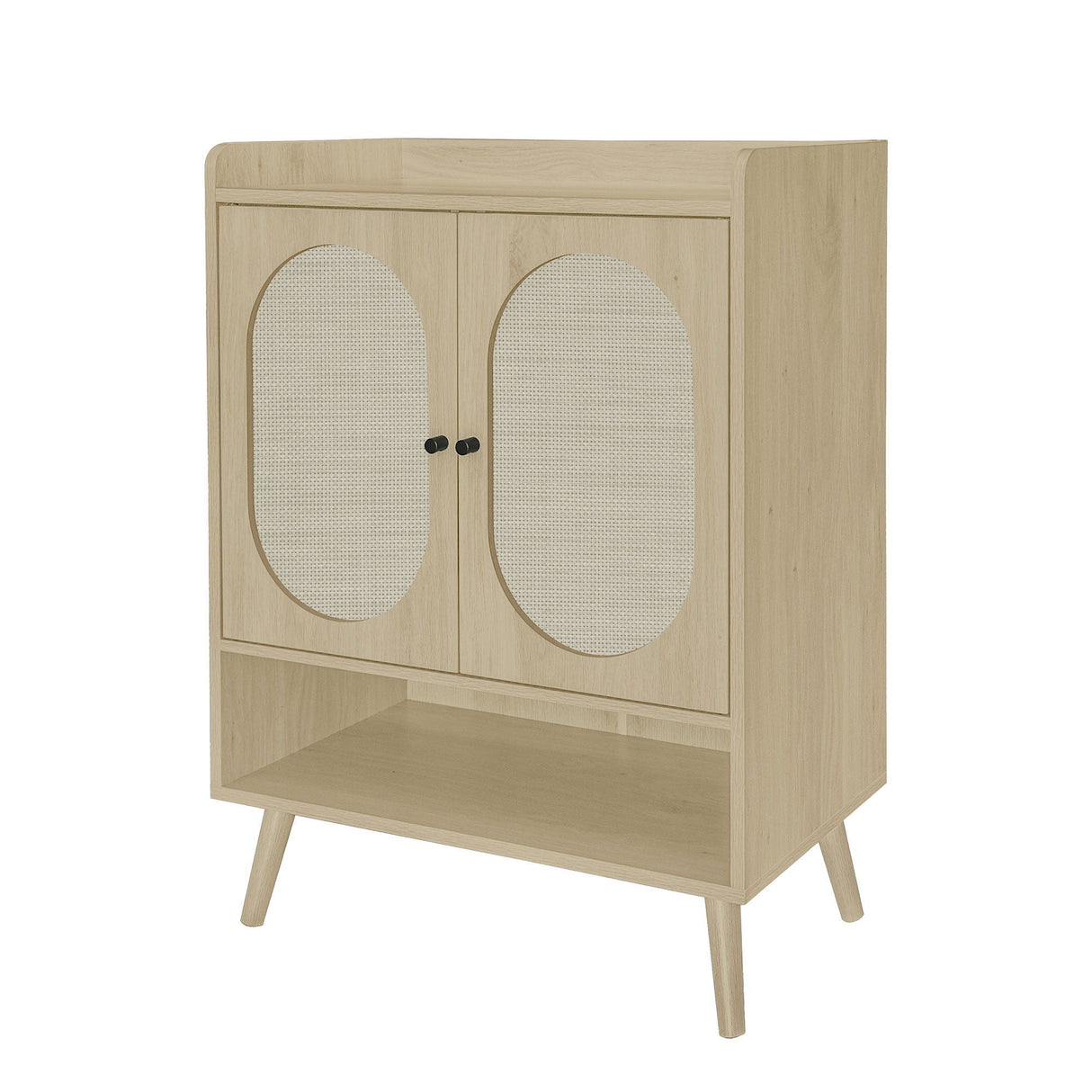 2 Door Shoe Rack, Freestanding, Modern Shoe Storage Cabinet, For Entryway - Natural