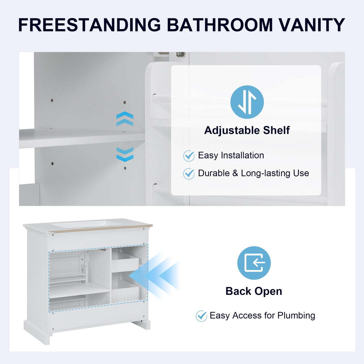 36-Inch Bathroom Vanity with Ceramic Sink Top