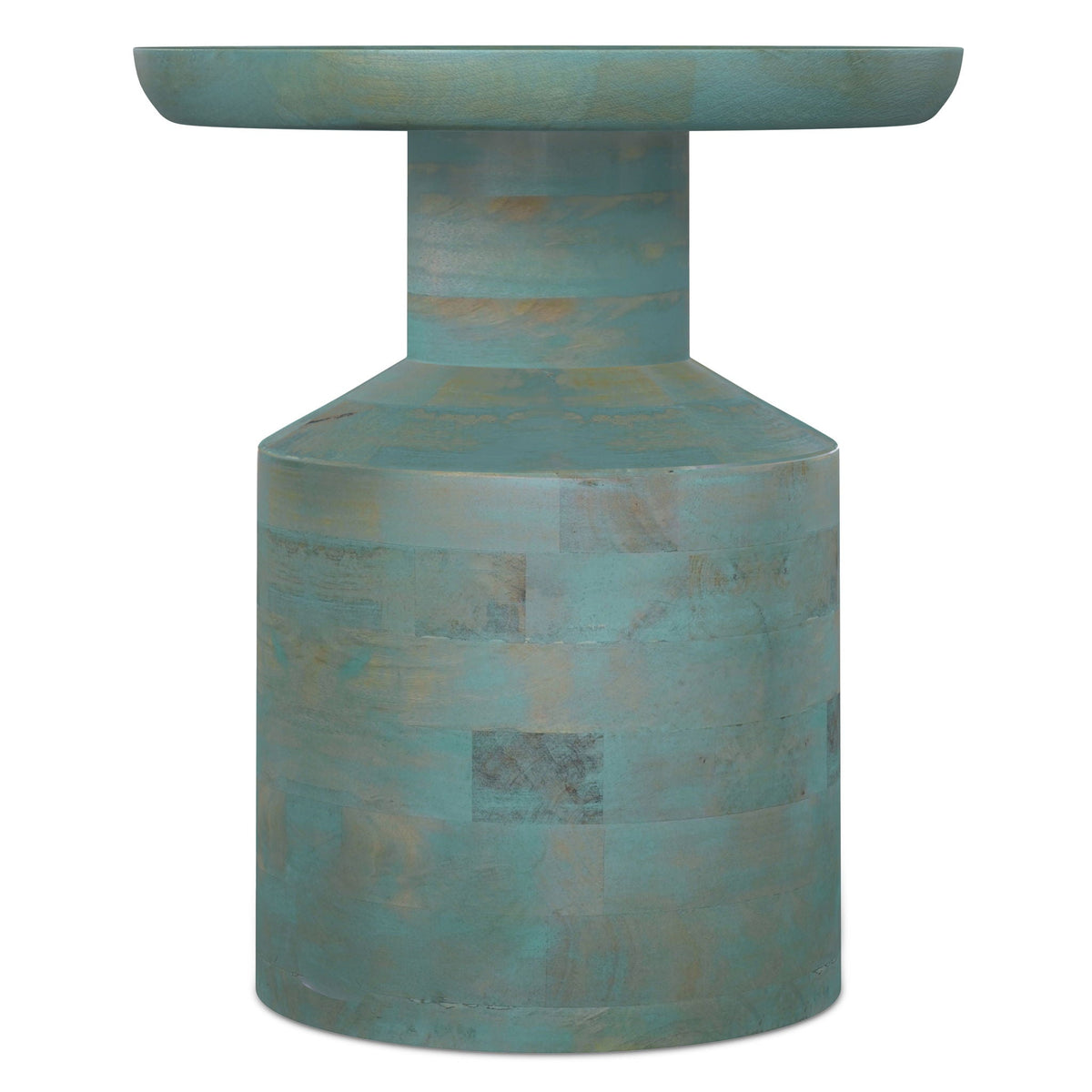 Handcrafted Wooden Accent Table with Sculptural Design - Multiple Colors