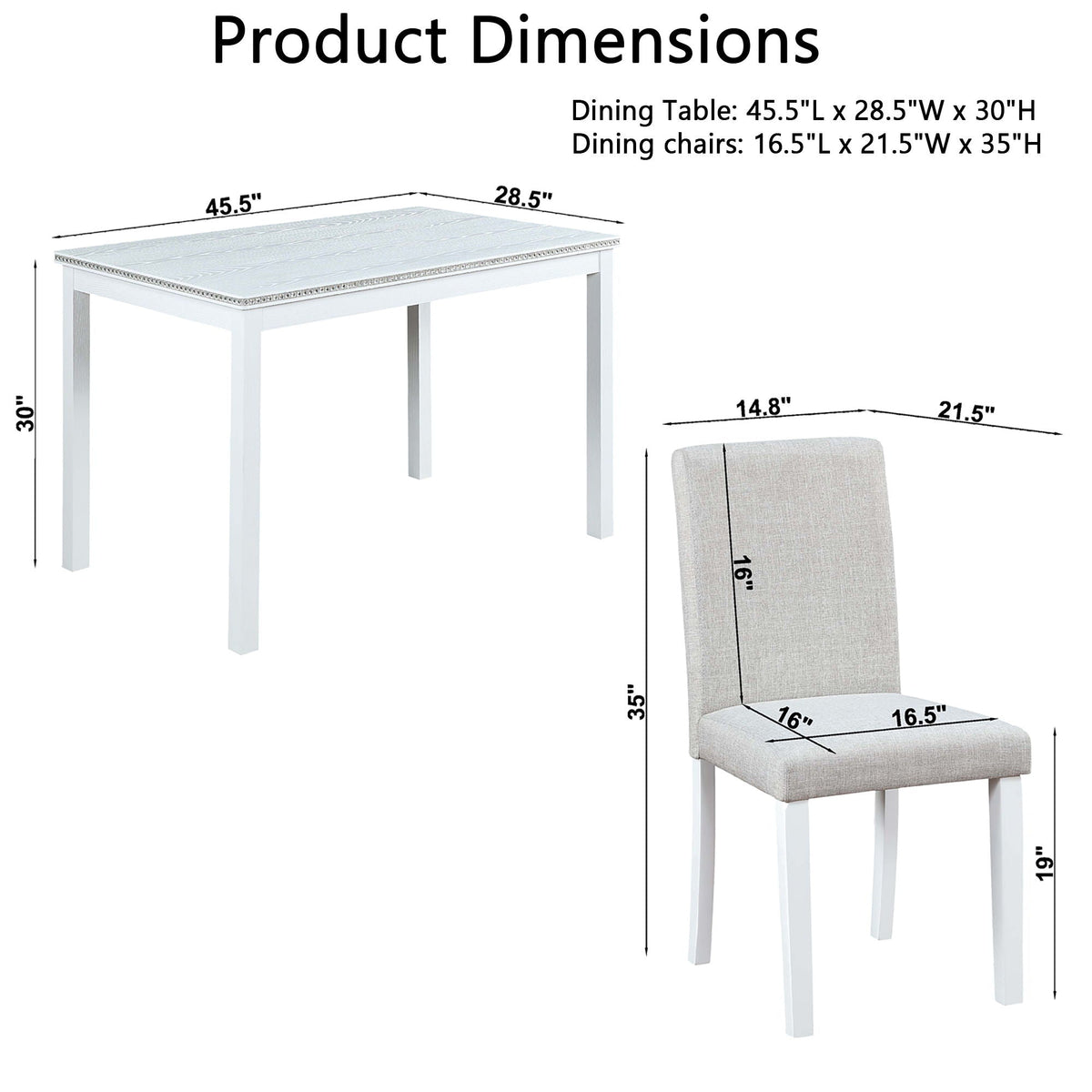 Dining Table Set With Crystal Decoration And Upholstered Chairs