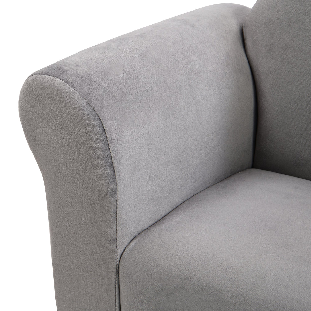 Kids Gray Velvet Upholstered Chair with Ottoman