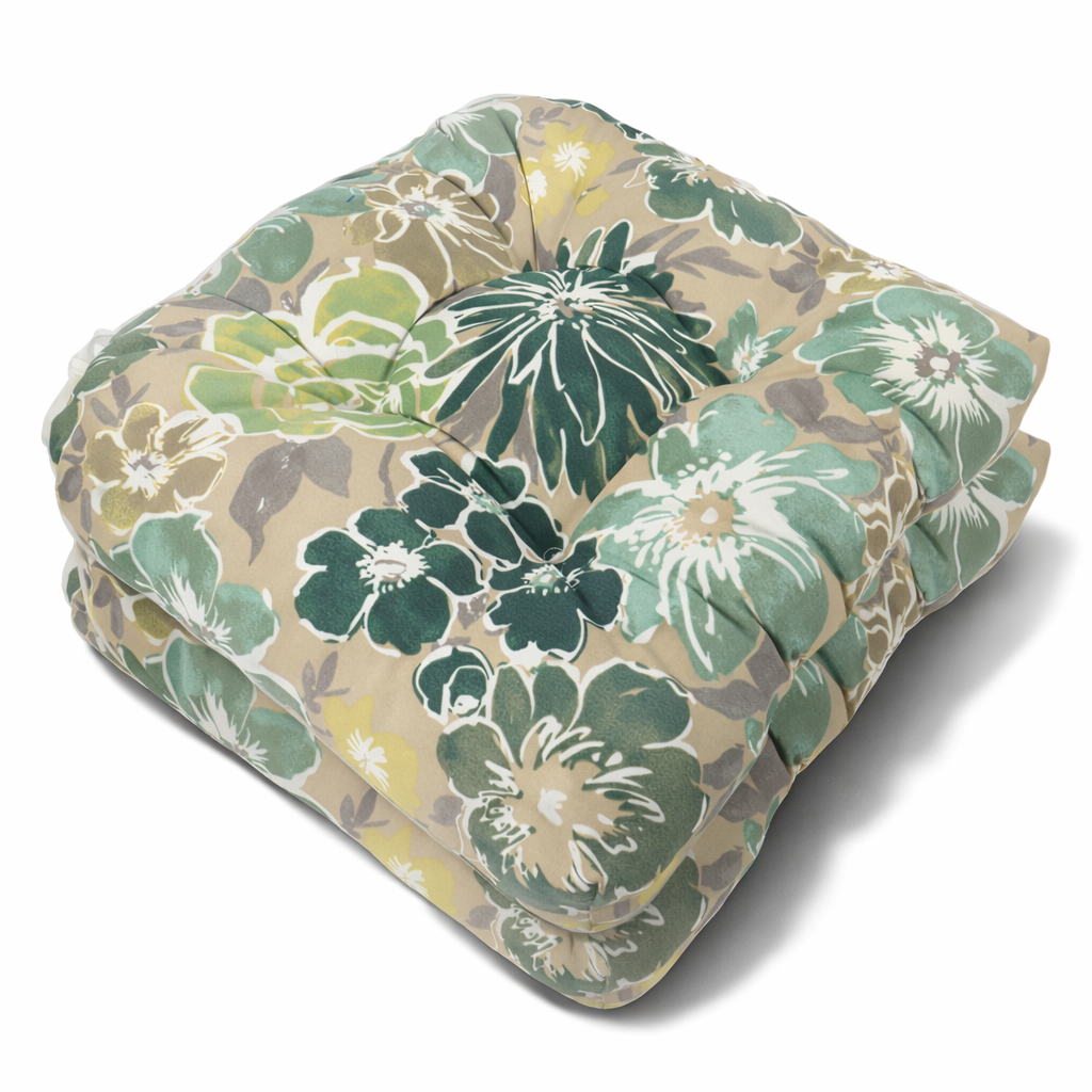 Outdoor Chair Cushions Set of 2, 19 x 19 x 4 Inch Tufted Seat Cushions