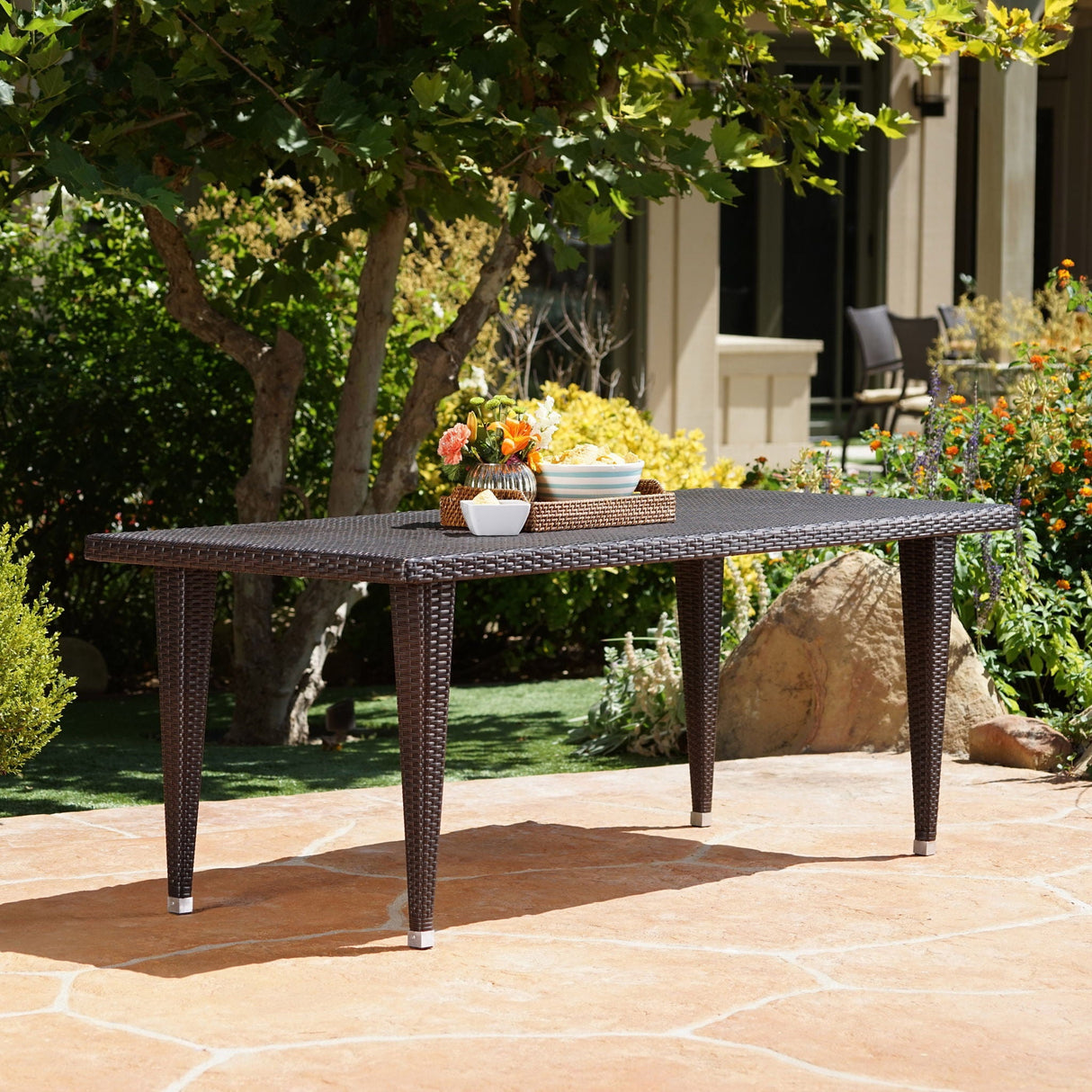 Reflect Outdoor Dining Table With Rattan Cover - Dark Gray
